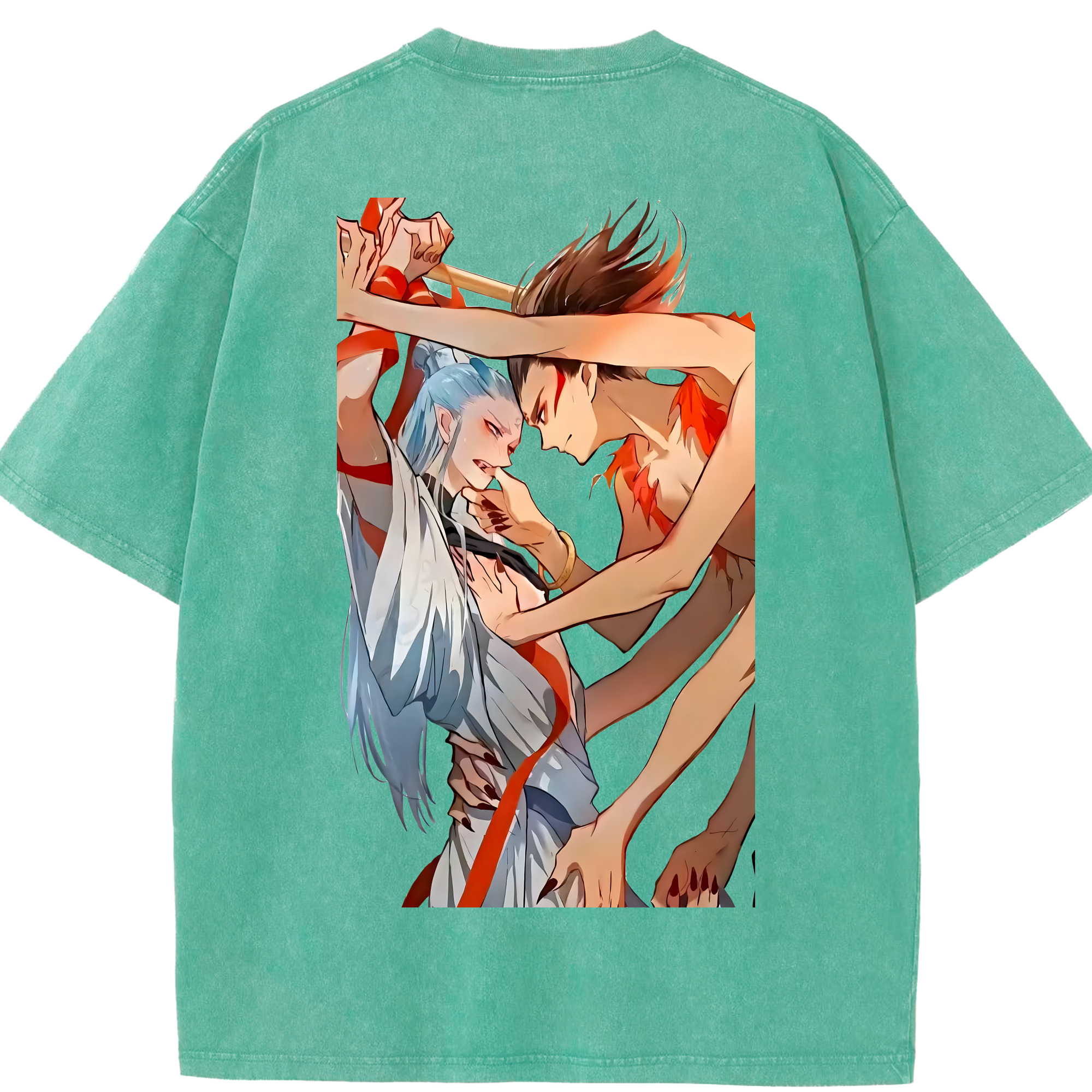 （画像用） Ne Zha 2 ナタ 魔童の大暴れ 綿100% ヴィンテージ風 半袖Tシャツ（背面プリント）